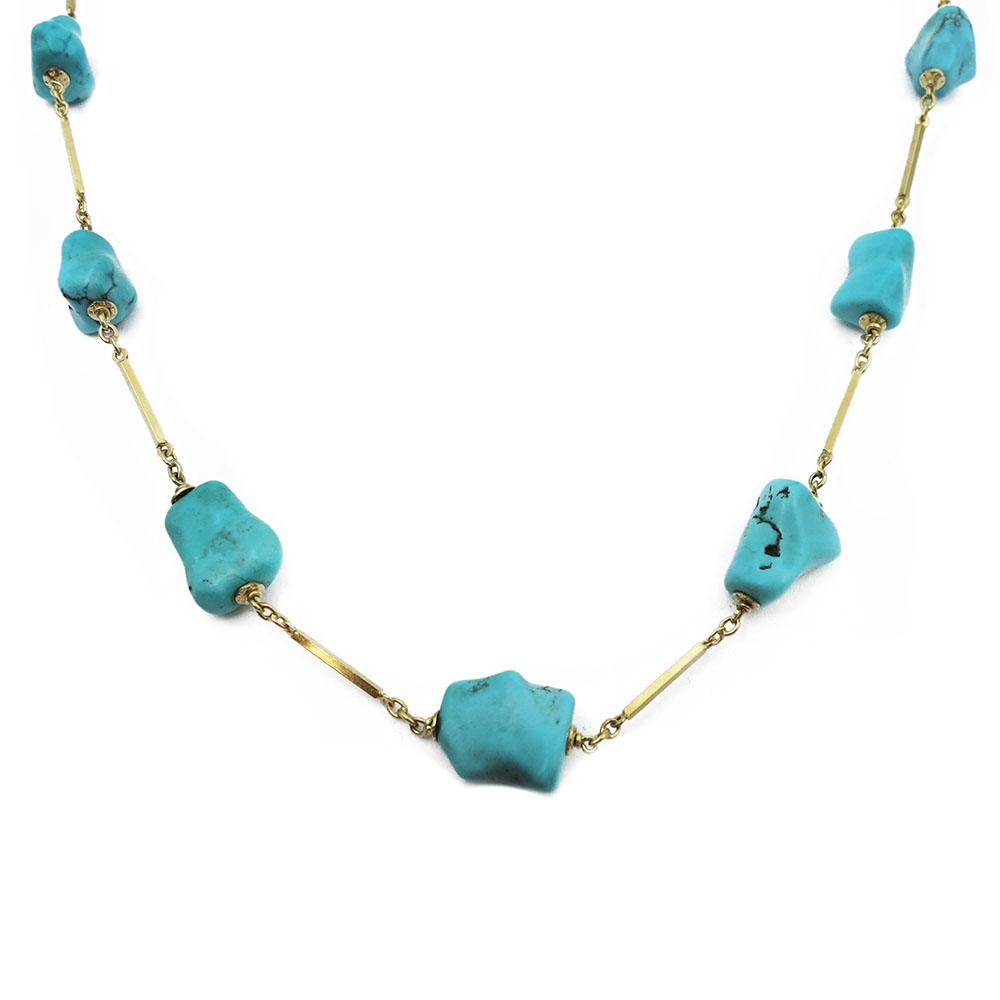 Turkoosikivellinen sauvakaulakääty 70cm #0