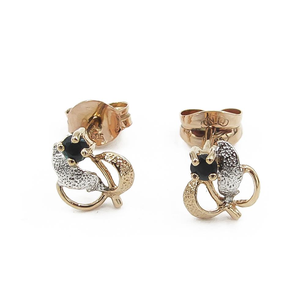 Kultaiset tappikorvakorut, sinisellä kivellä #0