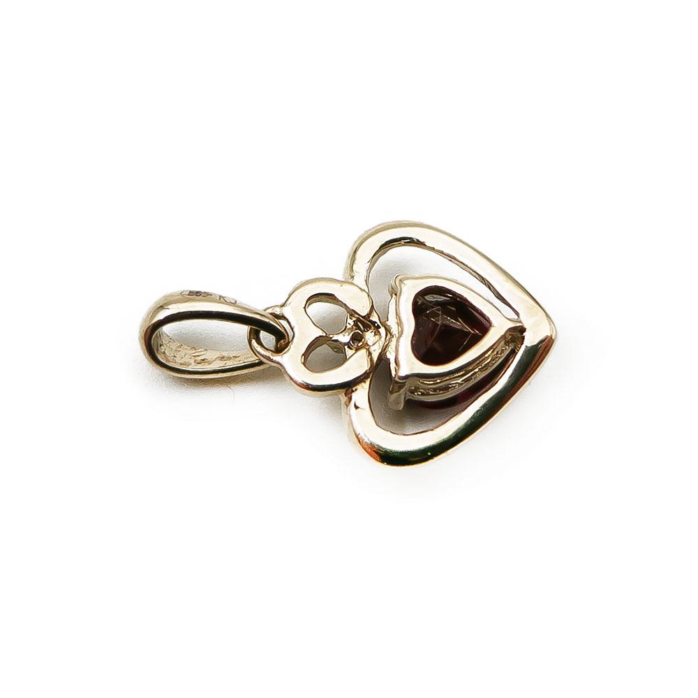 Kultainen sydänriipus, punainen  kivi ja zirk. #2