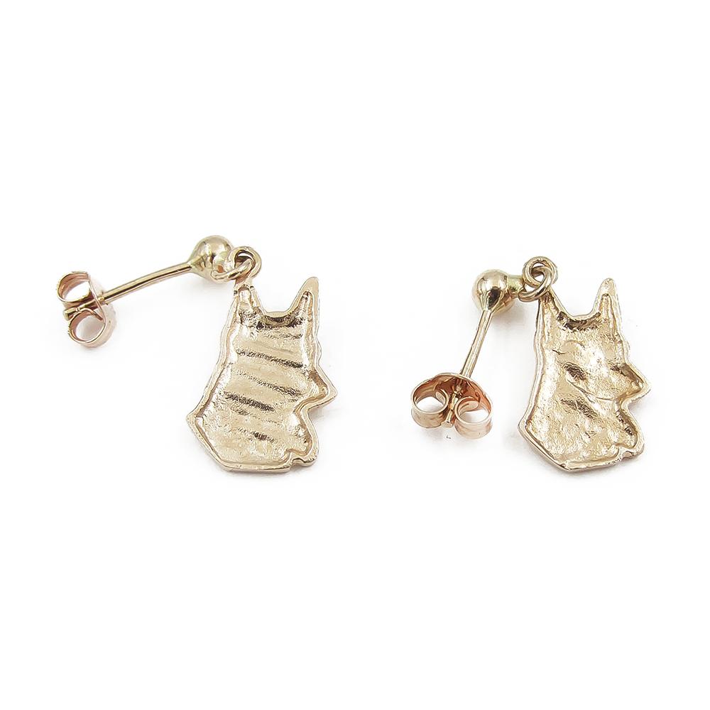 Kultaiset koira aiheiset tappikorvakorut #1