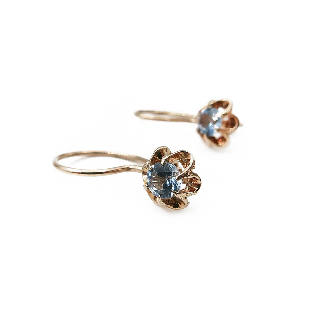 Kultaiset koukkukorvakorut, sininen kivi #1