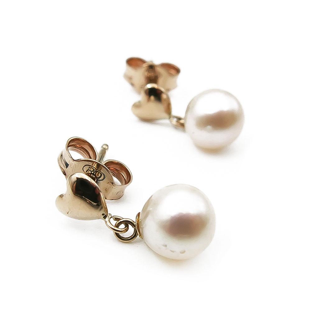 Kultaiset sydän ja helmi korvakorut tapilla #0