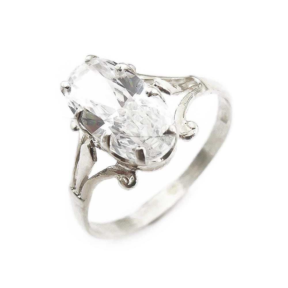 Hopeinen sormus,18,75mm, kirkas kivi #0