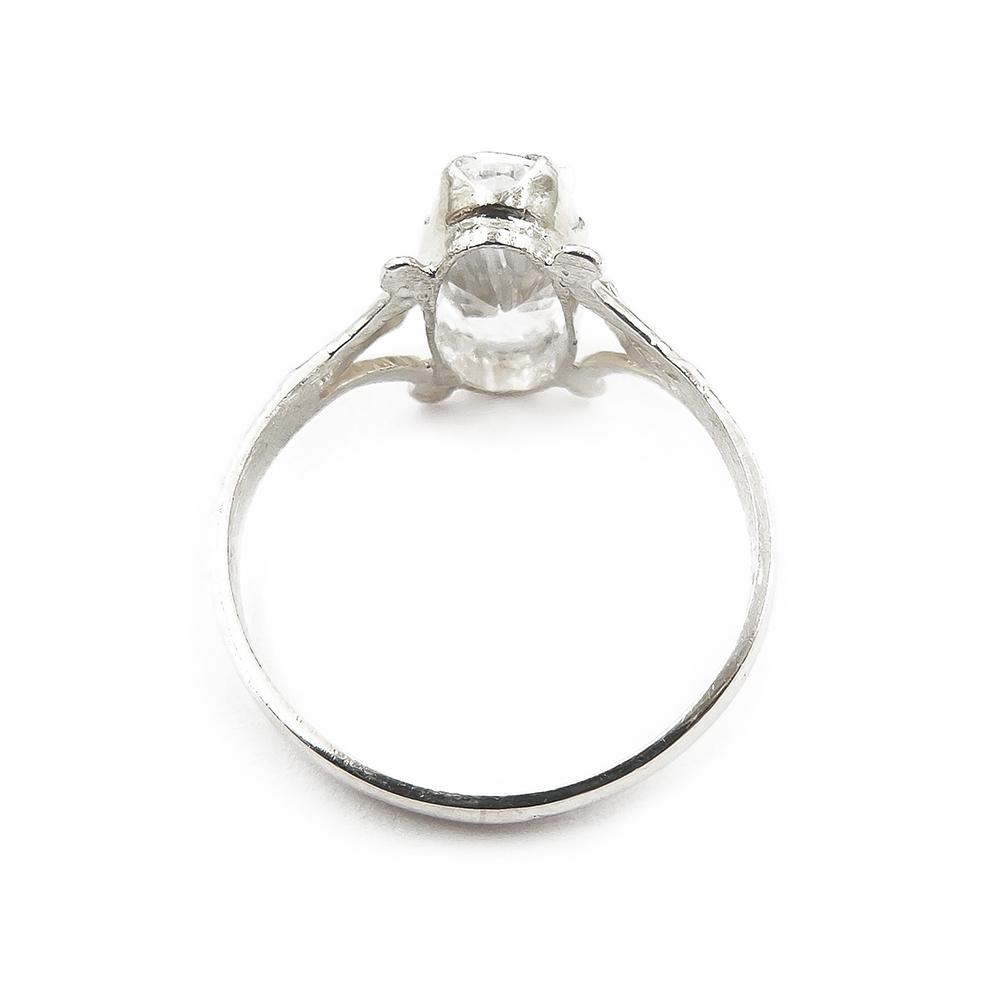 Hopeinen sormus,18,75mm, kirkas kivi #3