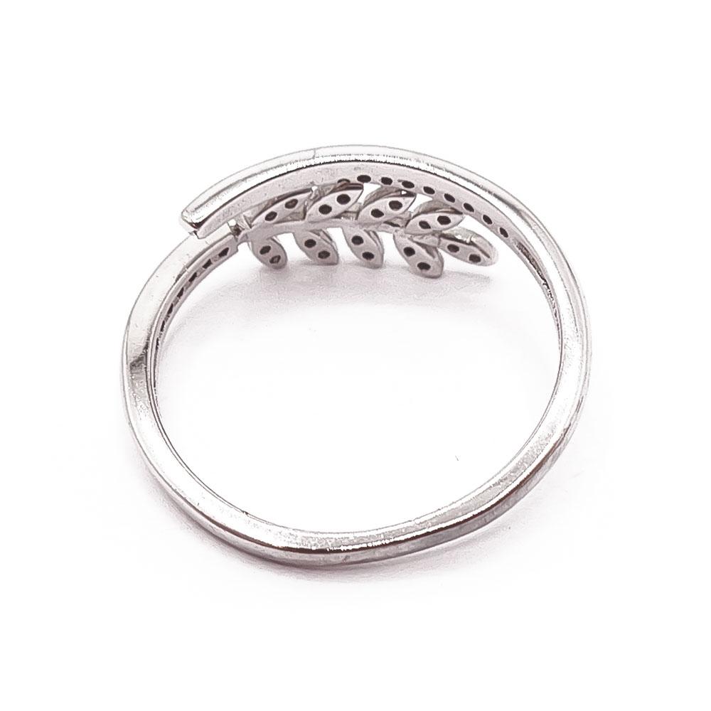 Hopeinen lehtisormus 17,5mm #2