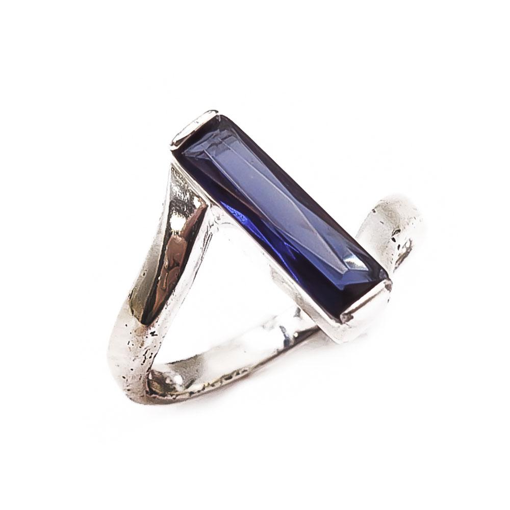 Hopeinen sinikivinen sormus 19mm #0