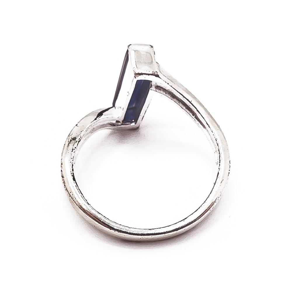 Hopeinen sinikivinen sormus 19mm #2