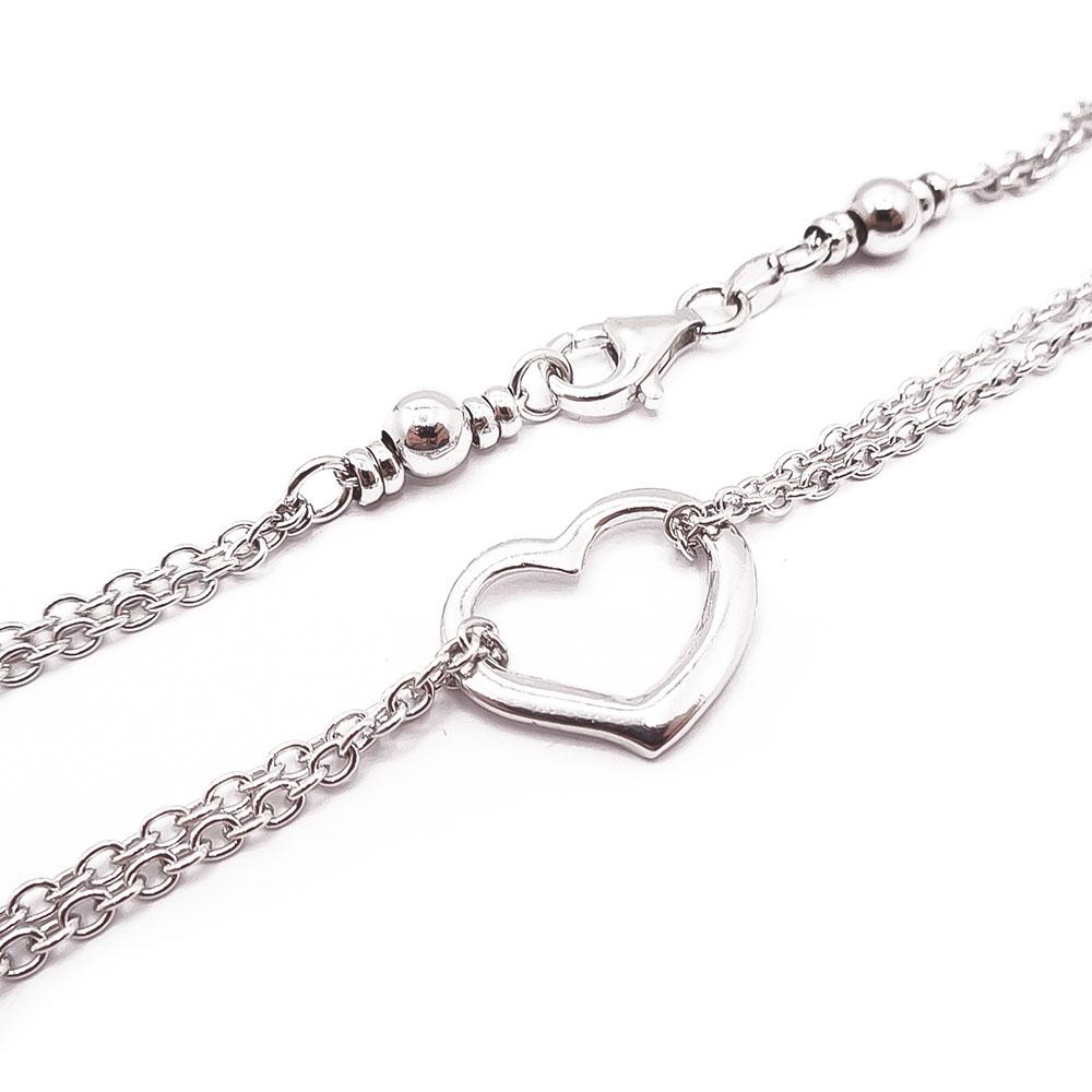 Hopeinen sydän kaulakoru 42cm #1