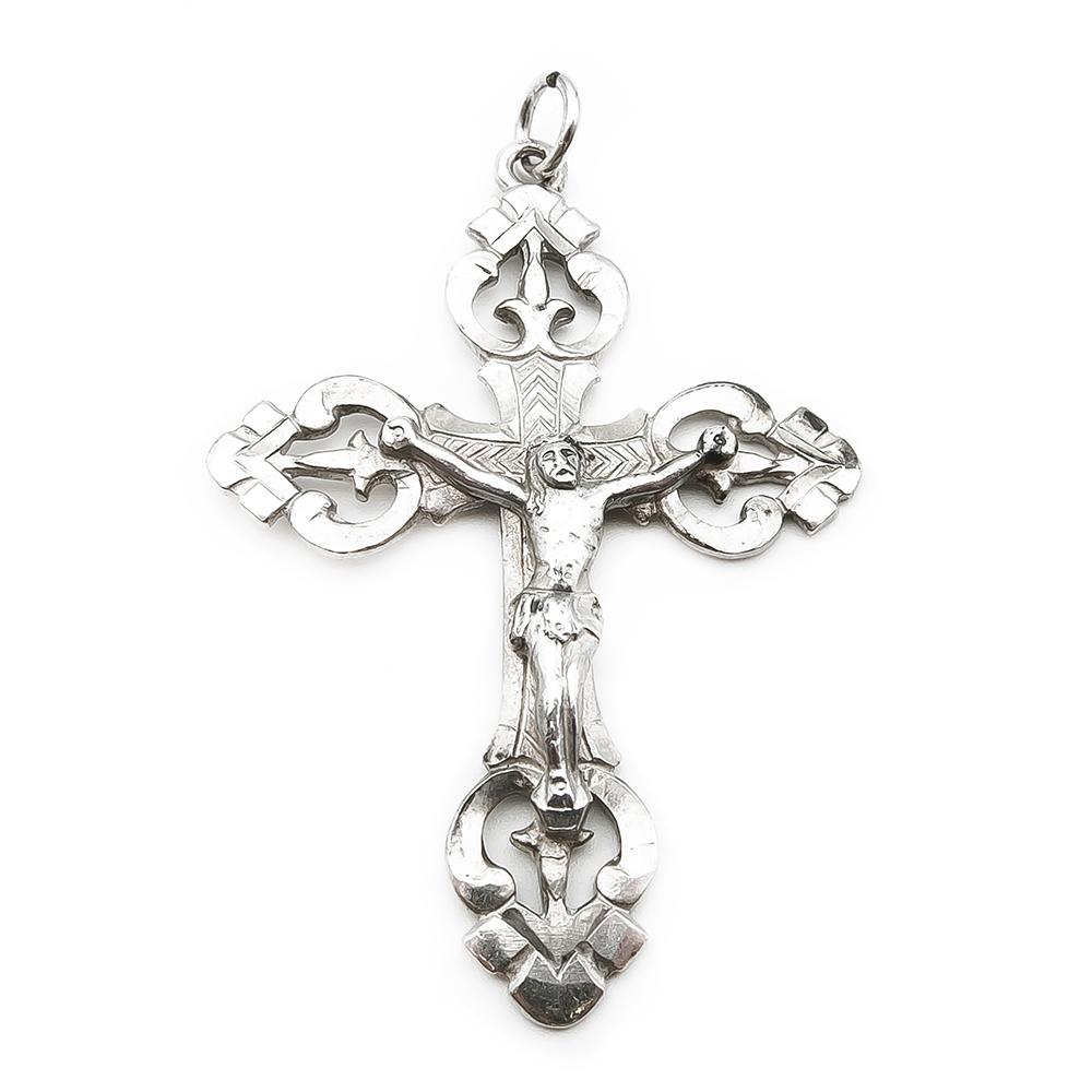 Hopeinen risti riipus v.-71 #0