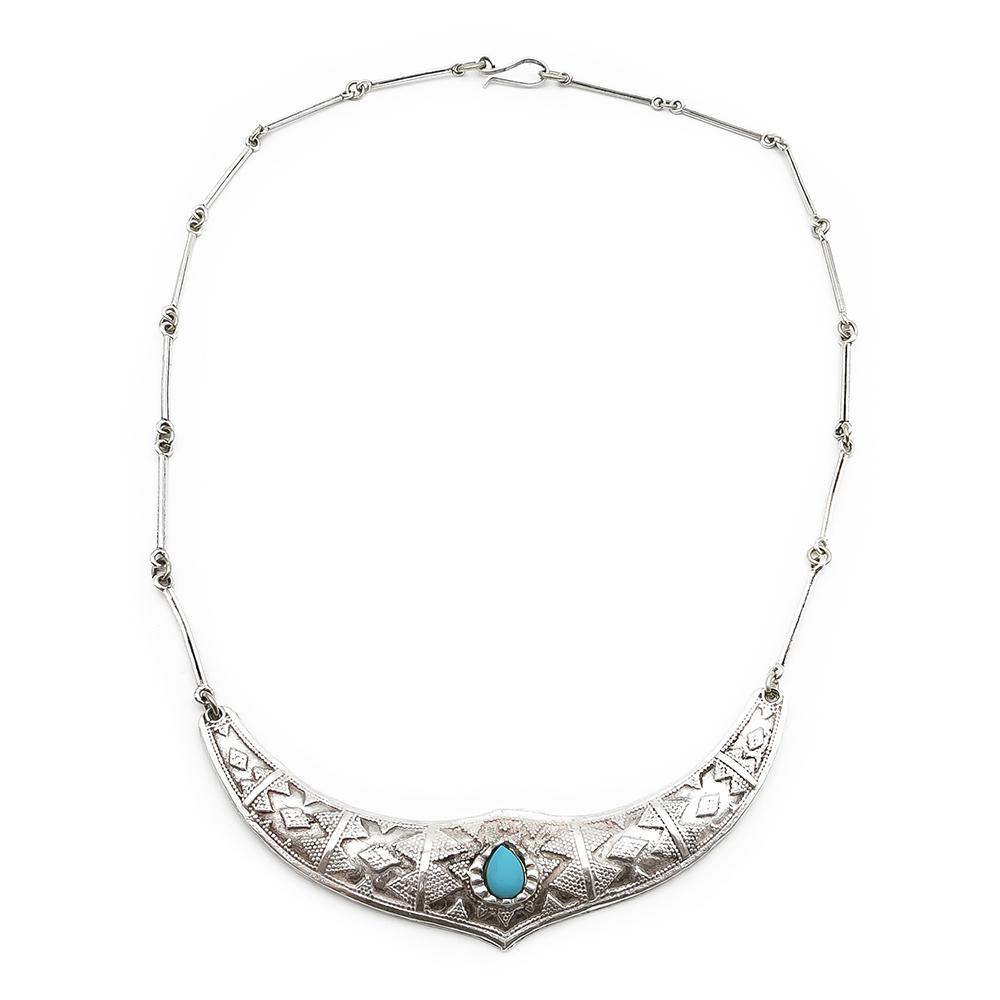 Hopeinen kääty turkoosilla 45cm #0