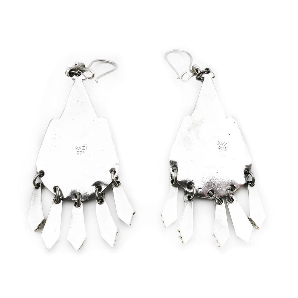 Näyttävät hopeiset korvakorut turkoosilla #1