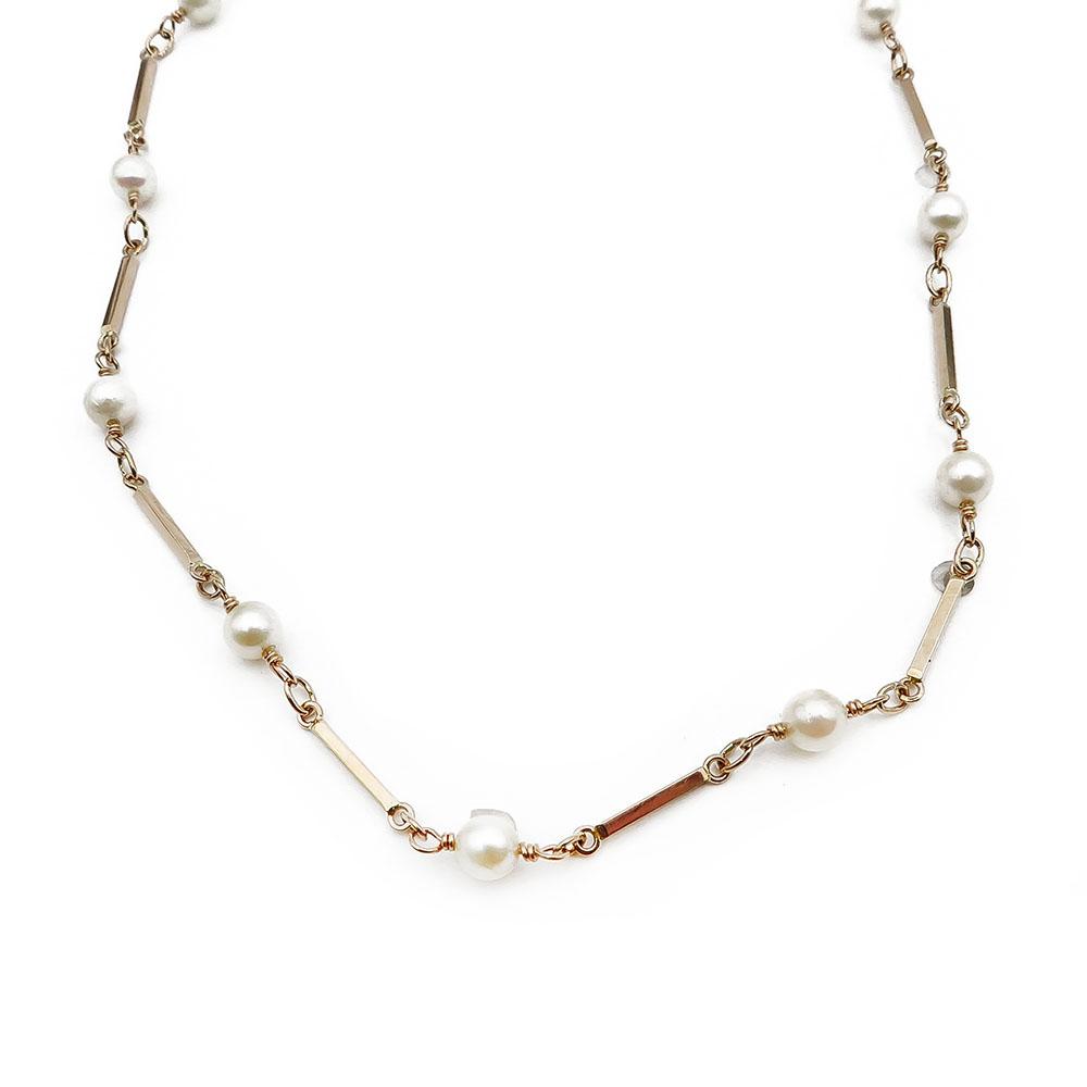 kultainen helmikaulakoru 46cm #1