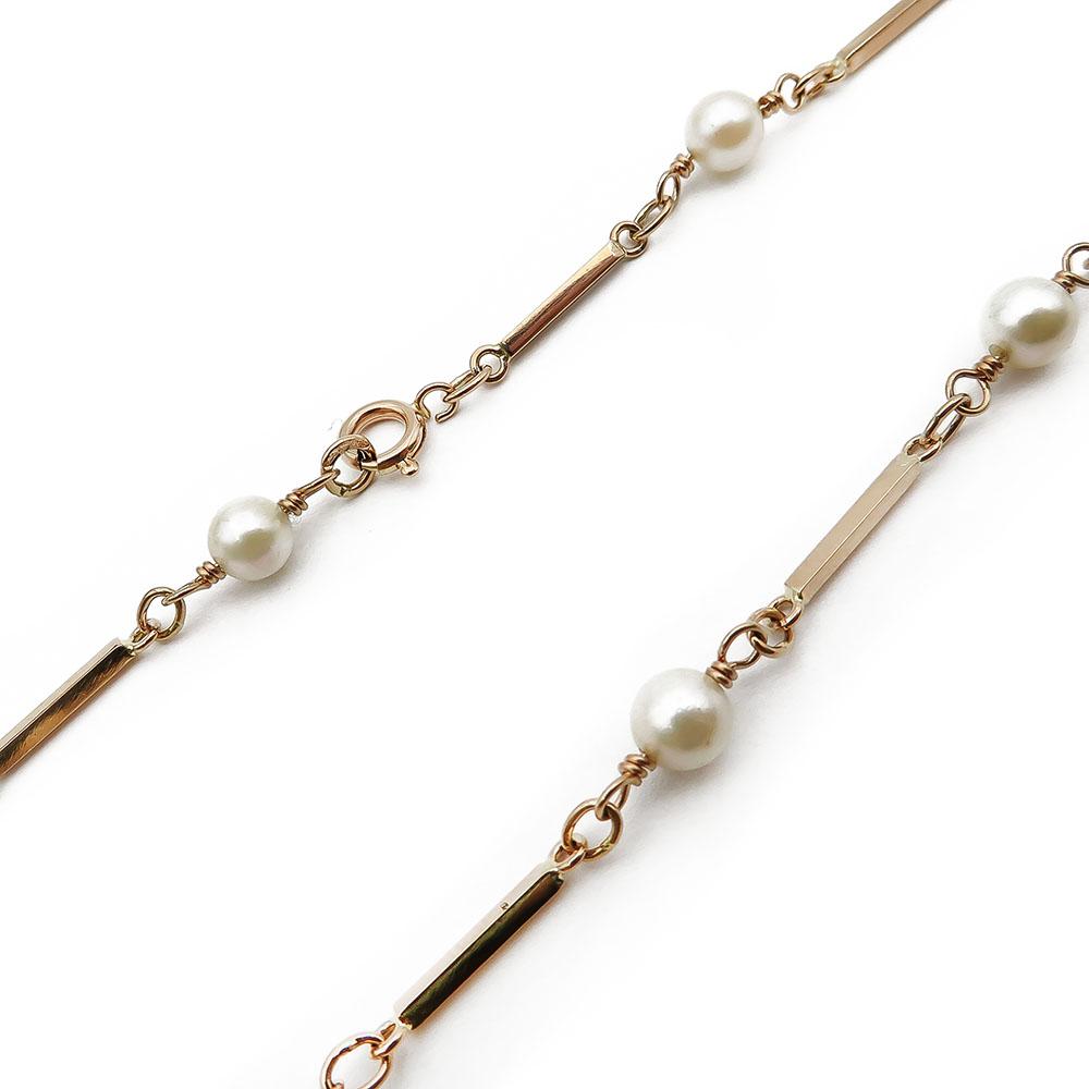 kultainen helmikaulakoru 46cm #2