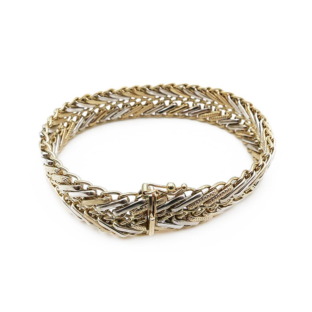 Näyttävä kelta/valkok. ranneketju 18cm, lev.12mm #2