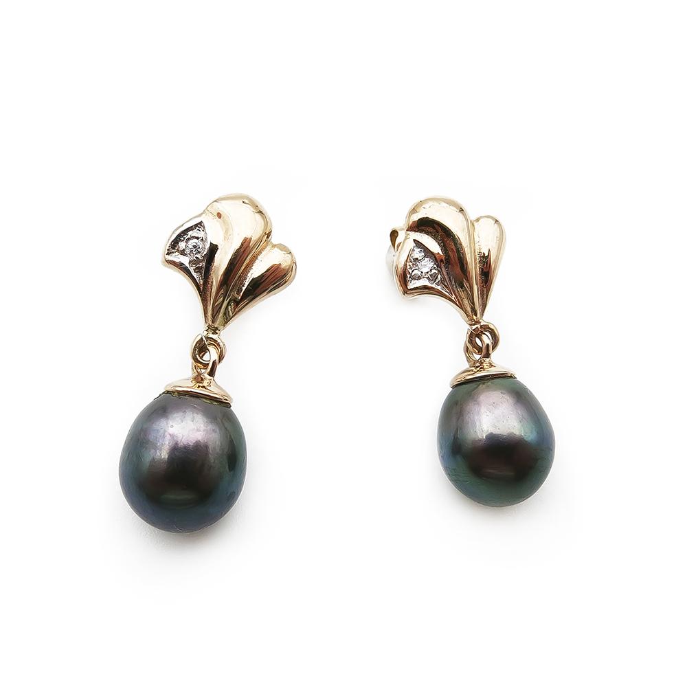 Timanttikorvakorut 0,01ct tapilla, tumma helmi #1