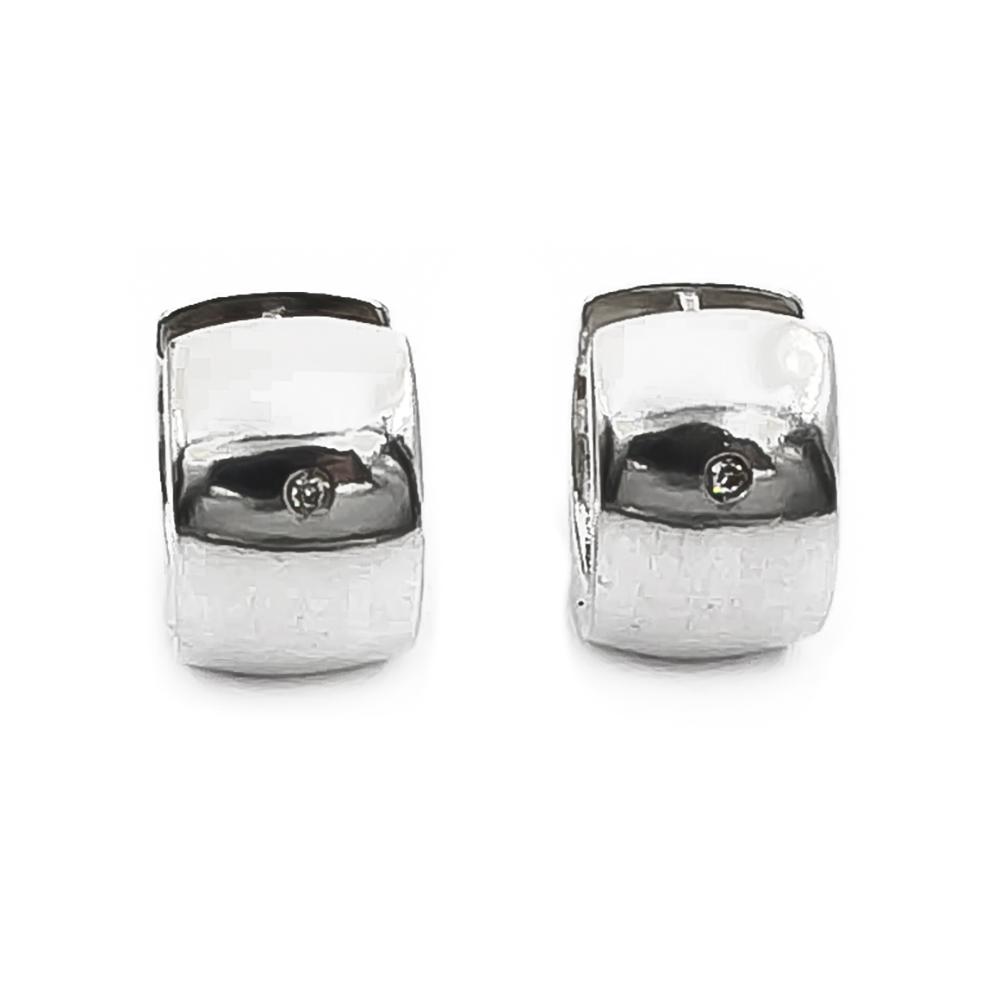 Hopeiset korvarenkaat kirkkaalla kivellä 9 x 14mm #0