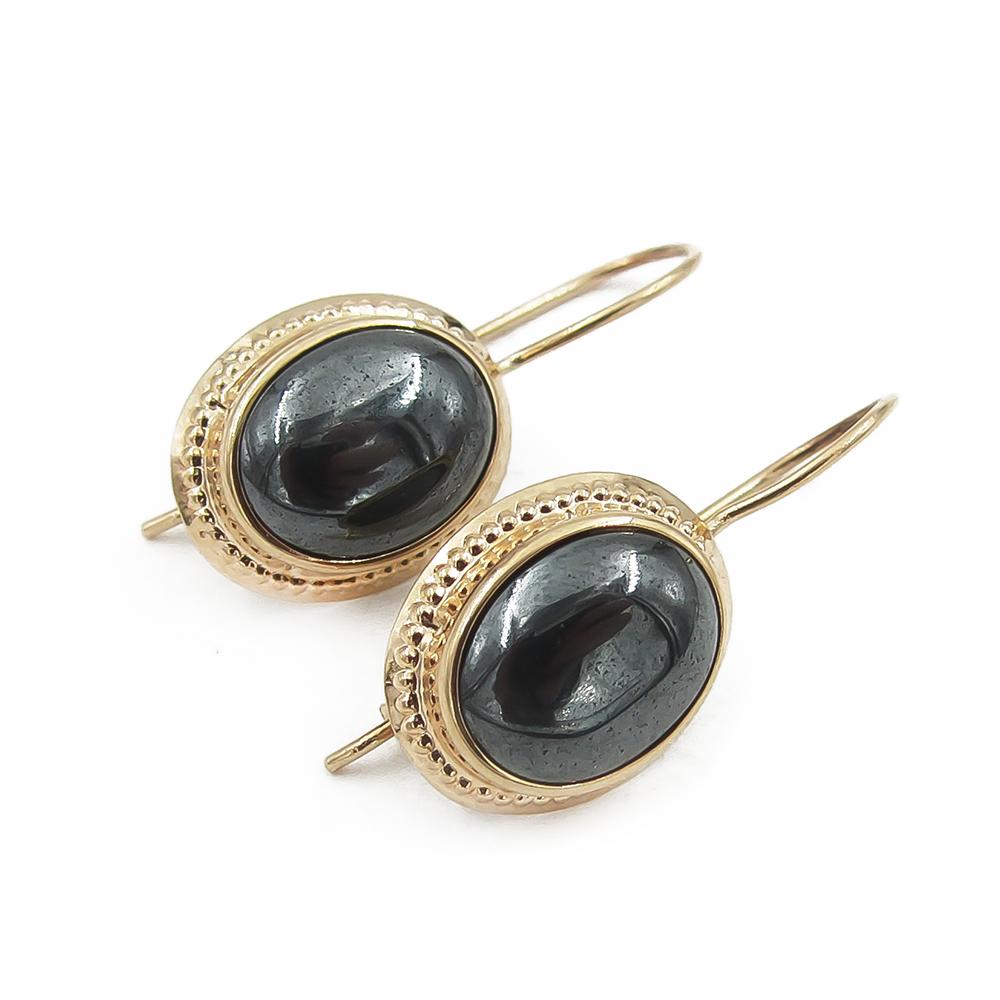 Koukkukorvakorut, hematiitti #2