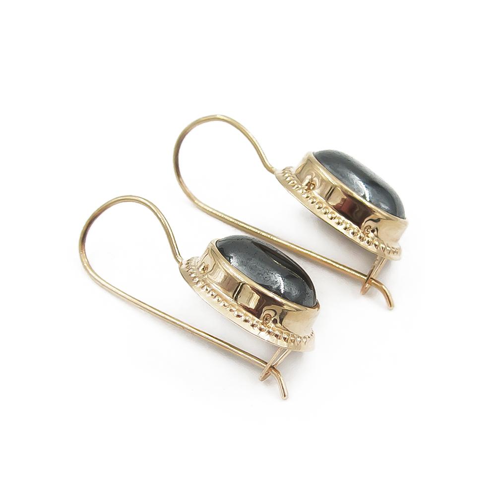 Koukkukorvakorut, hematiitti #4