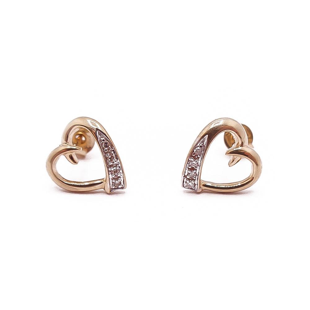 Kultaiset sydänkorvakorut tim. 0,01ct #0