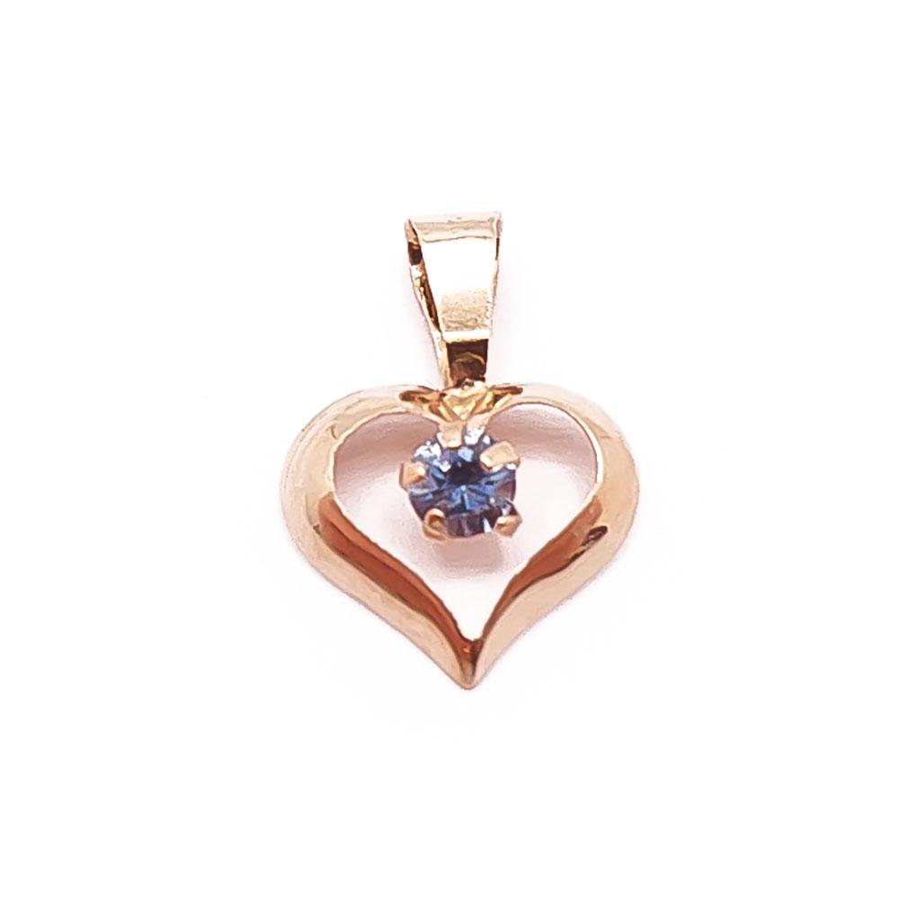 Kultainen sydänriipus sininen kivi #0