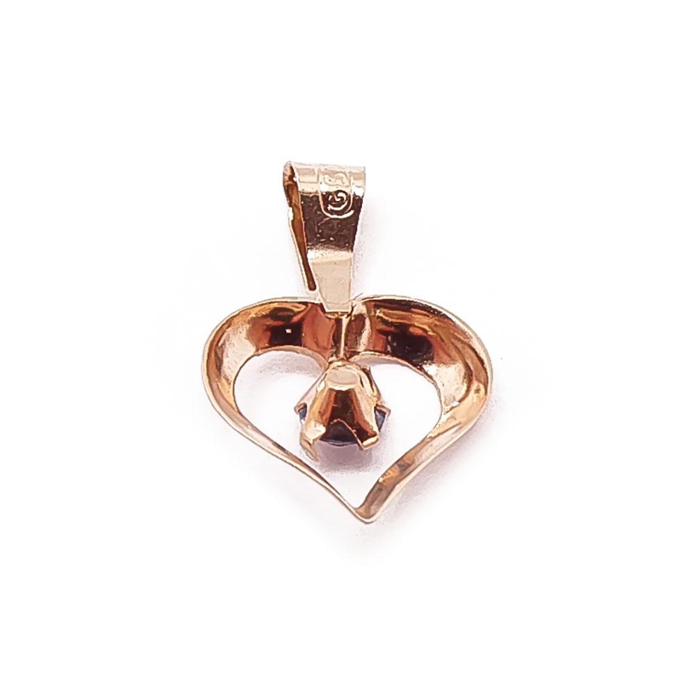 Kultainen sydänriipus sininen kivi #2