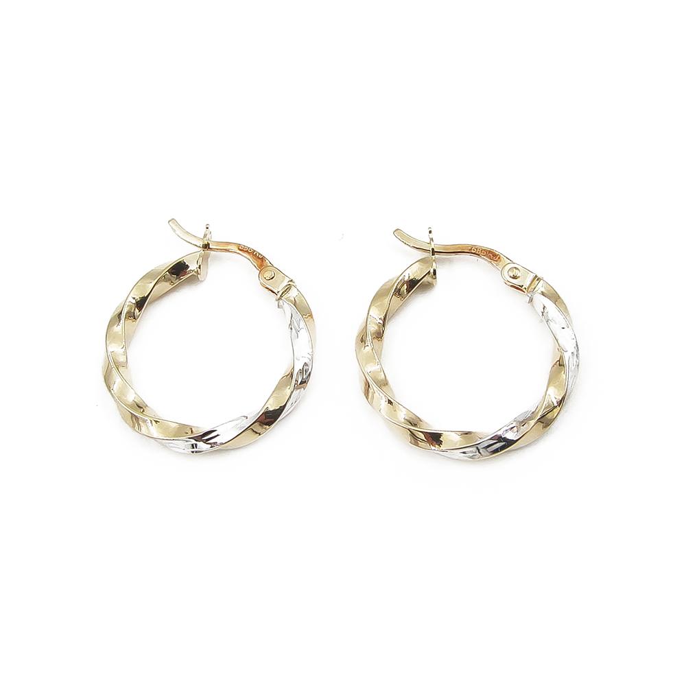 Kelta-valkokultaiset korvarenkaat halk.14mm lev.2mm #1