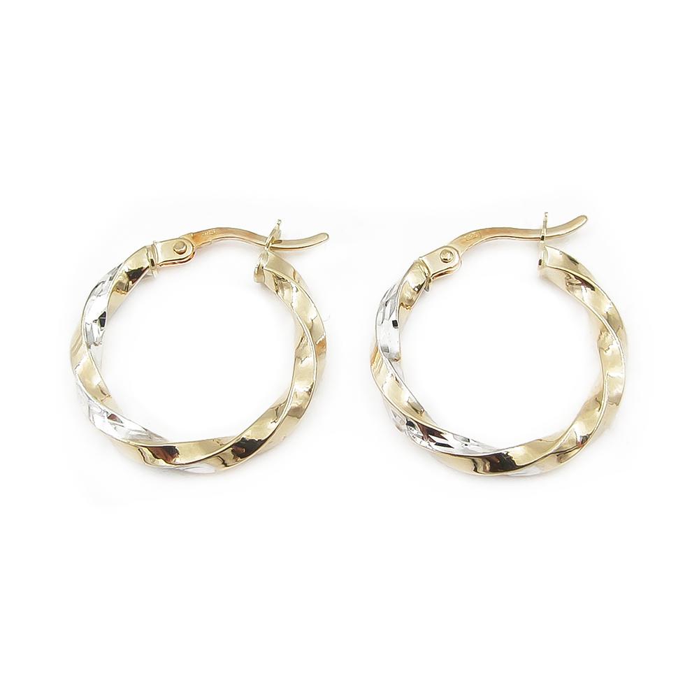 Kelta-valkokultaiset korvarenkaat halk.14mm lev.2mm #0