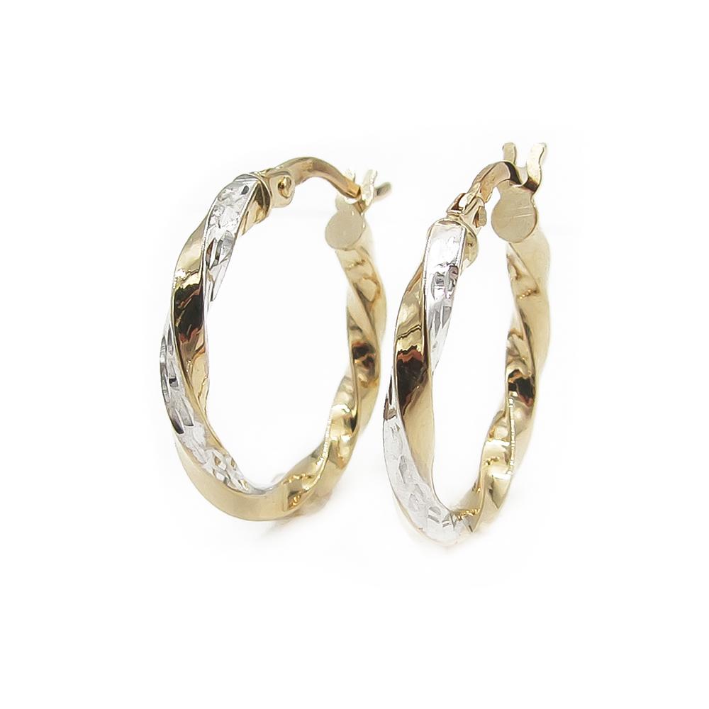 Kelta-valkokultaiset korvarenkaat halk.14mm lev.2mm #2