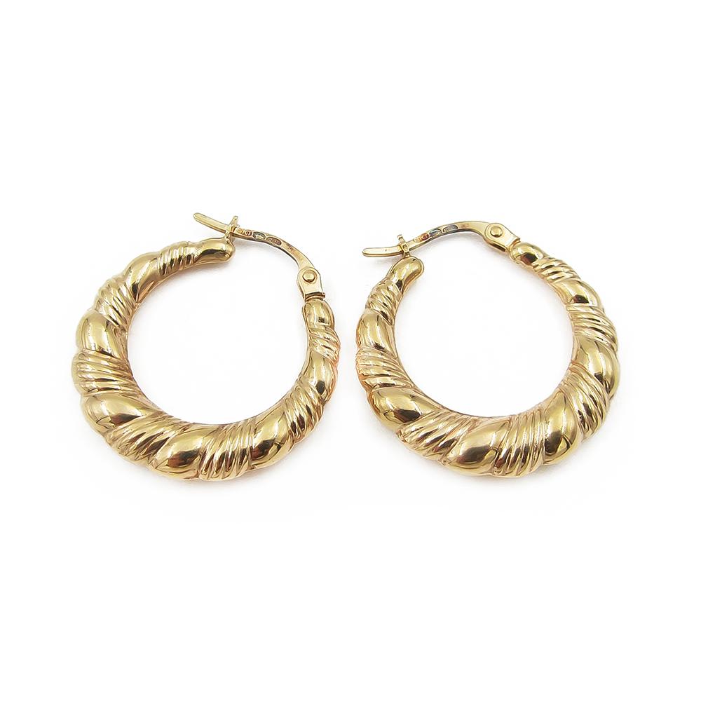 Kultaiset kierre rengaskorvakorut halk.15mm lev.2mm #1