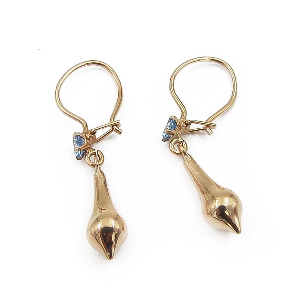 Pisara koukkukorvakorut sinisellä kivellä #0