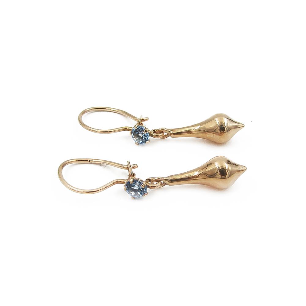 Pisara koukkukorvakorut sinisellä kivellä #2