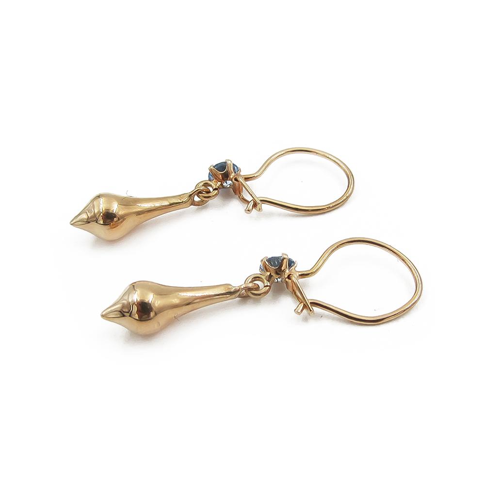 Pisara koukkukorvakorut sinisellä kivellä #1