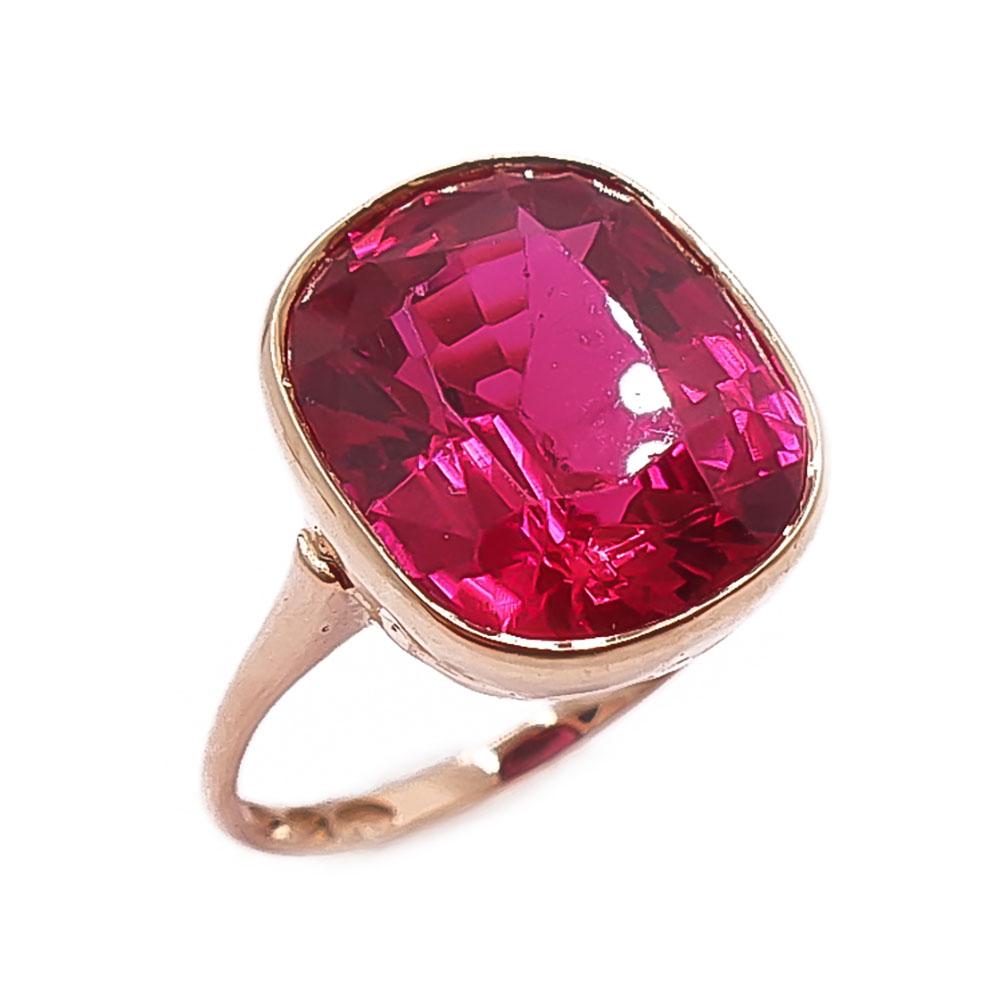 Kultainen sormus punaisella kivellä 18mm v.-44 #0