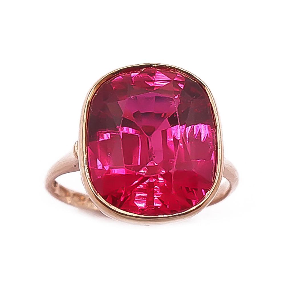 Kultainen sormus punaisella kivellä 18mm v.-44 #1