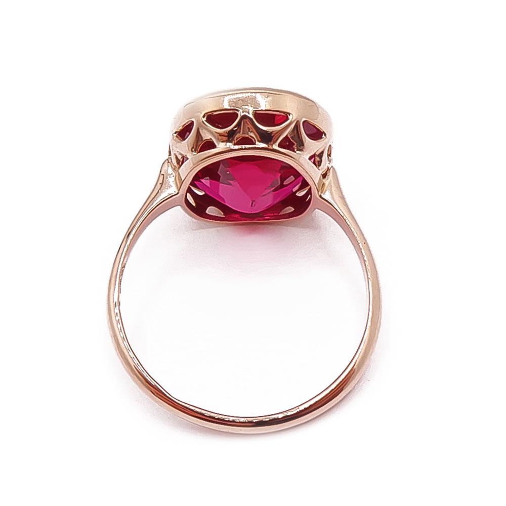 Kultainen sormus punaisella kivellä 18mm v.-44 #2