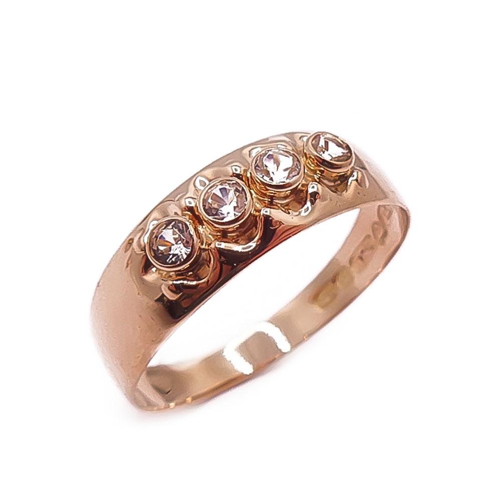 Kultainen sormus kirkkaat kivet 20,5mm v.-75 #0