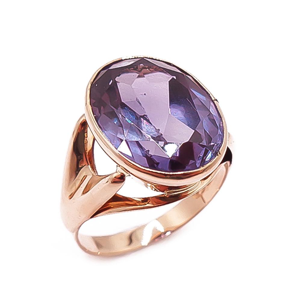 Kultainen lilakivinen sormus 17,5mm v.-71 #0