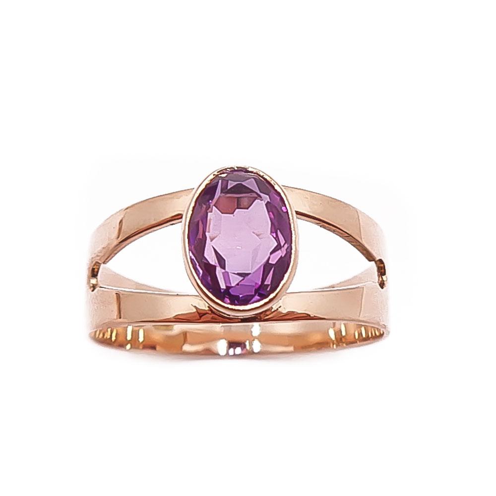 Kultainen lilakivinen sormus 18,5mm v.-65 #1
