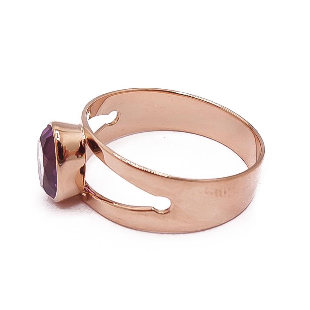 Kultainen lilakivinen sormus 18,5mm v.-65 #3