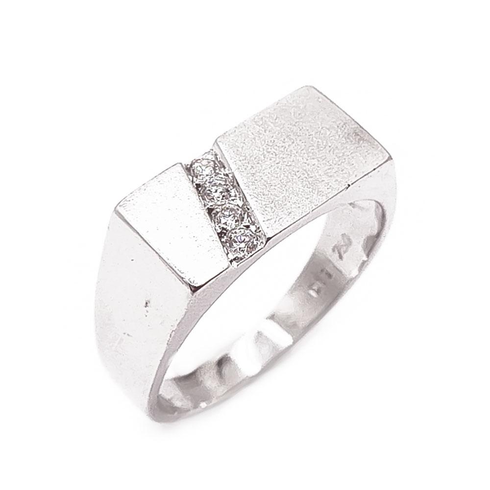 18k Valkokultainen timantti-kantasormus 19mm 0,69ct #0