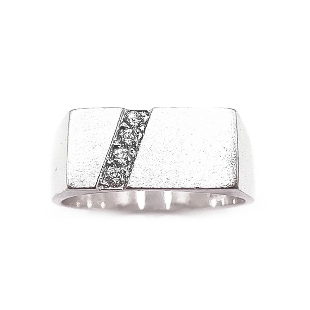 18k Valkokultainen timantti-kantasormus 19mm 0,69ct #1