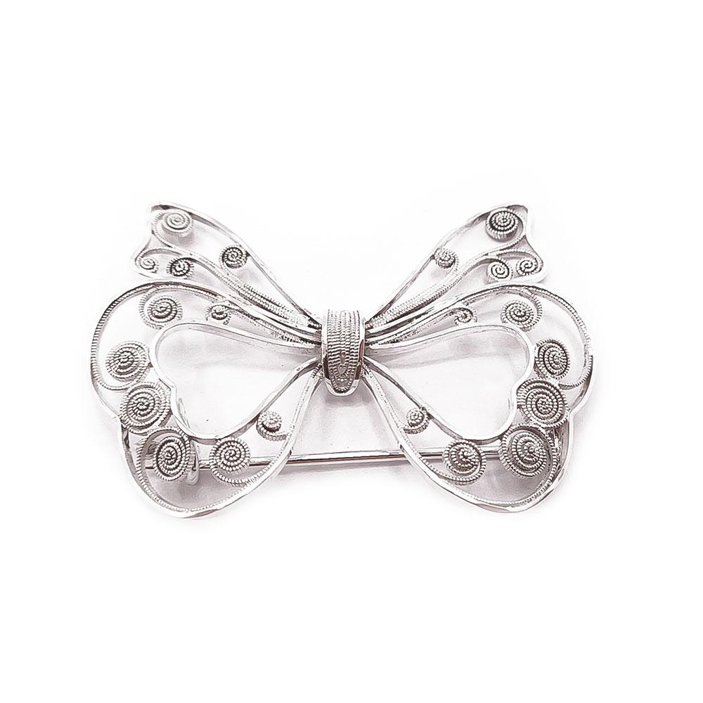 Hopeinen filgraaniperhonen rintaneula v.-48 #0