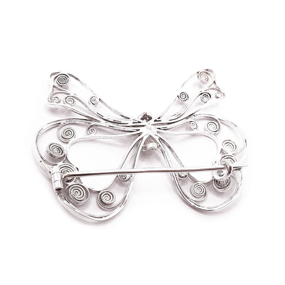 Hopeinen filgraaniperhonen rintaneula v.-48 #1