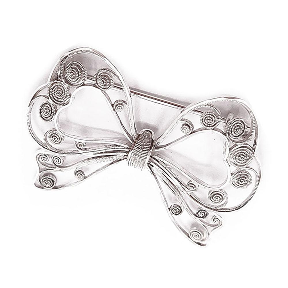 Hopeinen filgraanirusetti rintaneula v.-48 #0