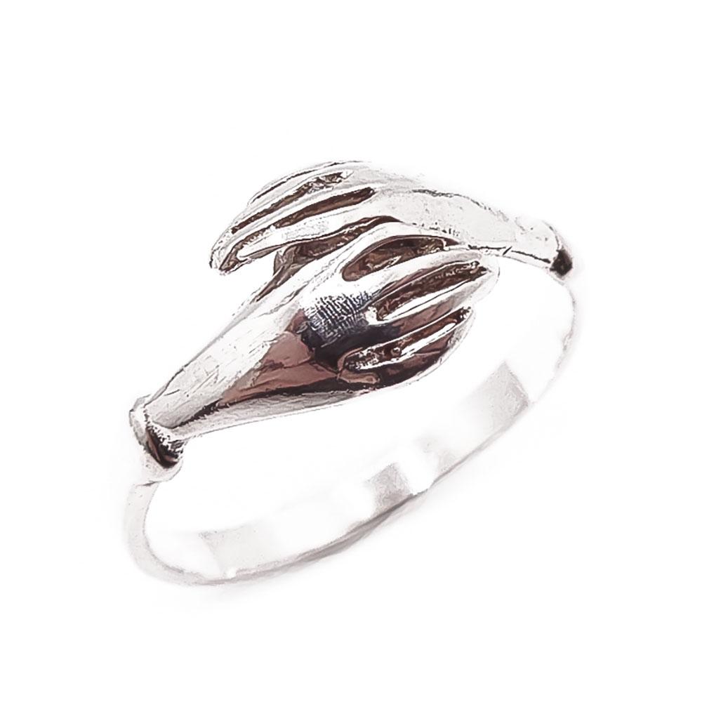 Hopeinen sormus kädet 19mm #0