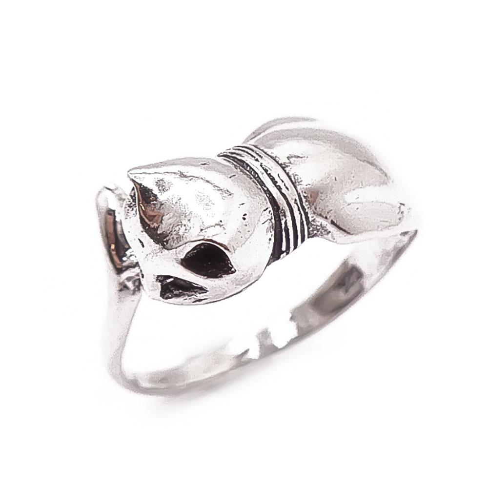 Hopeinen kissasormus 18,5mm #0