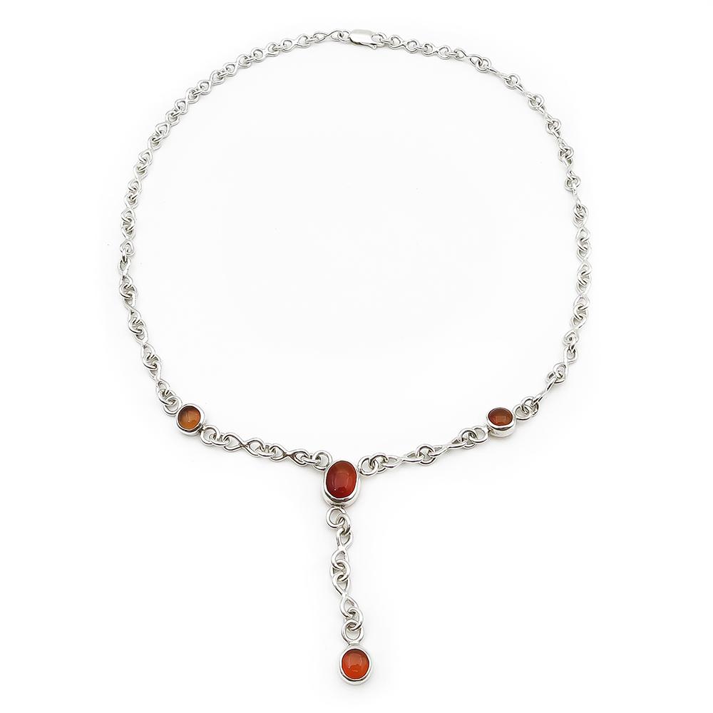 Hopeinen kaulakoru karneolilla 39,5cm #0