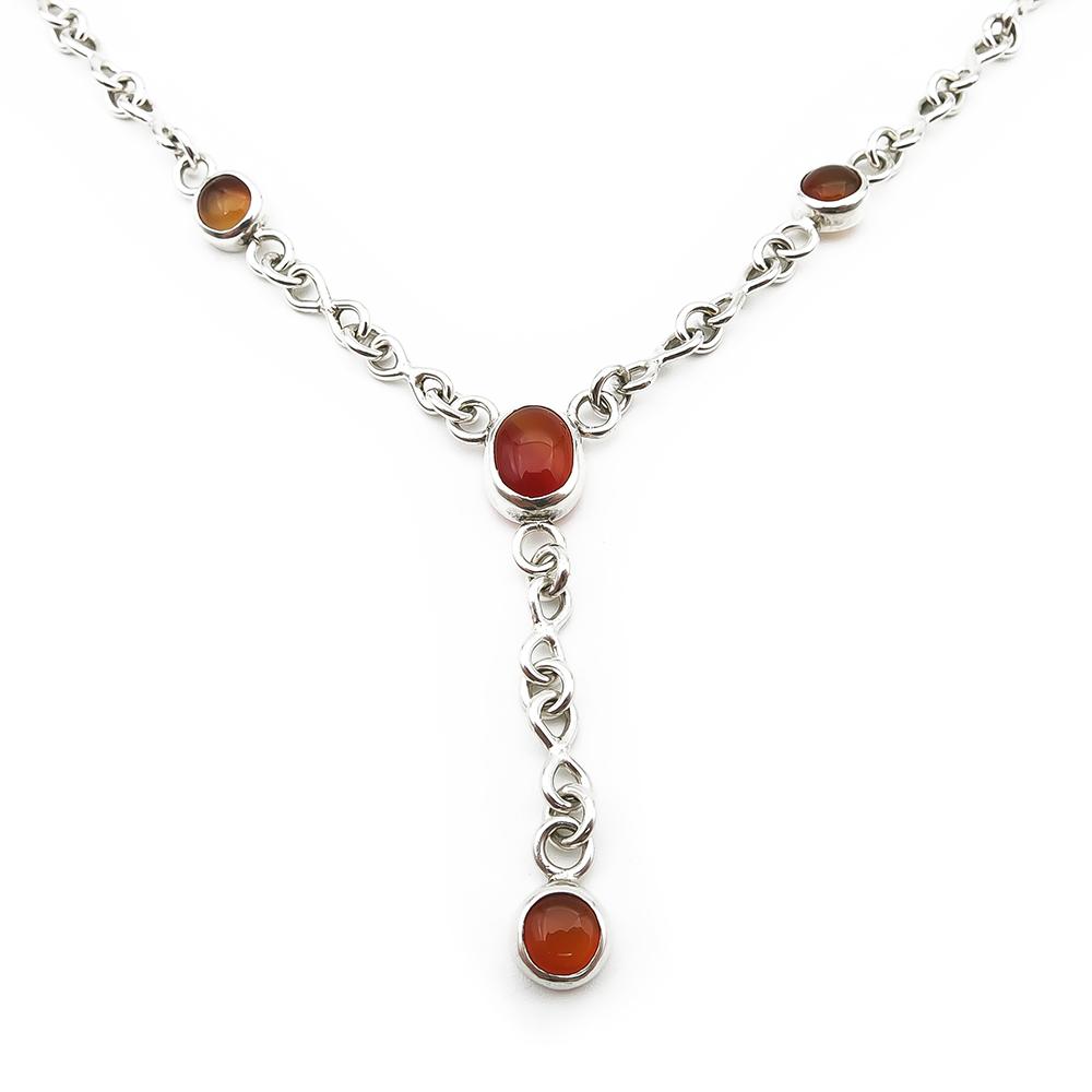 Hopeinen kaulakoru karneolilla 39,5cm #1