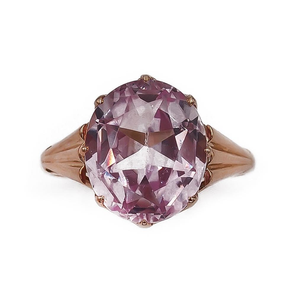 Kultainen näyttävä pinkkikivinen sormus 18.5 1950 Westerback Eino Ky #1