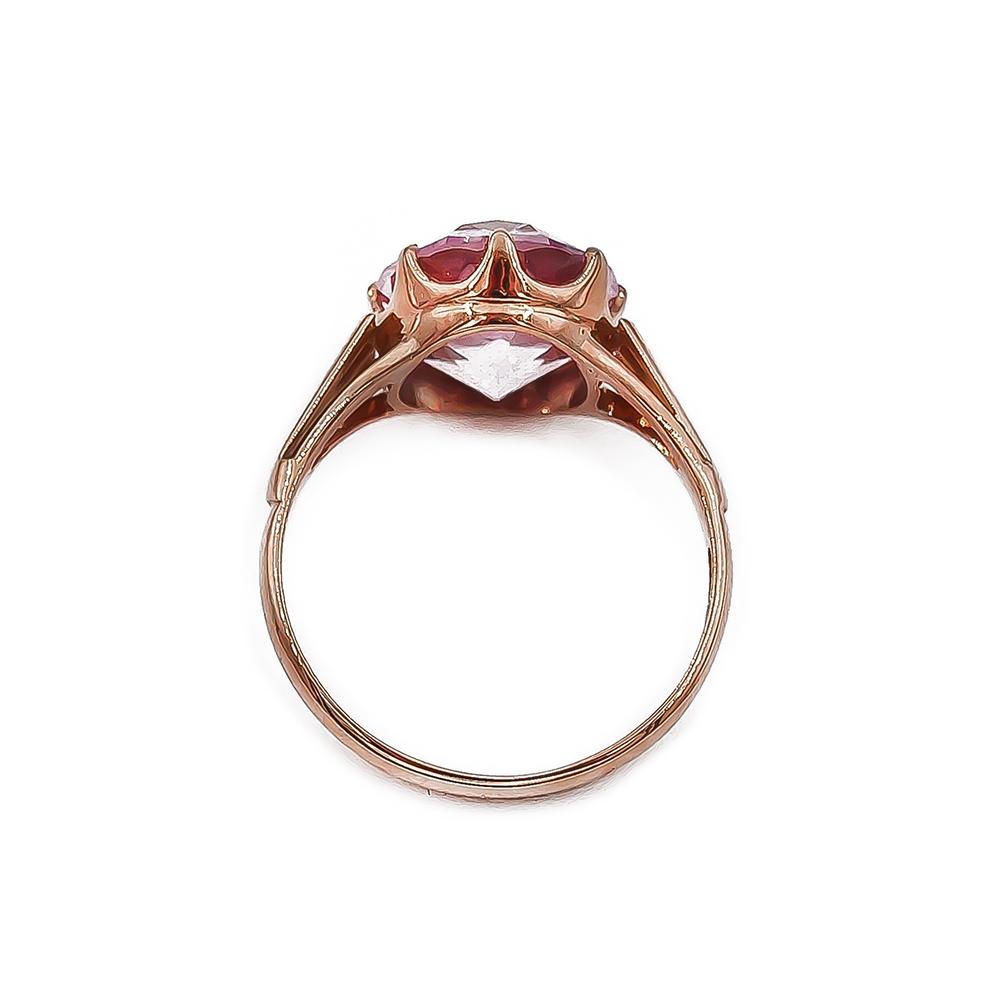 Kultainen näyttävä pinkkikivinen sormus 18.5 1950 Westerback Eino Ky #2